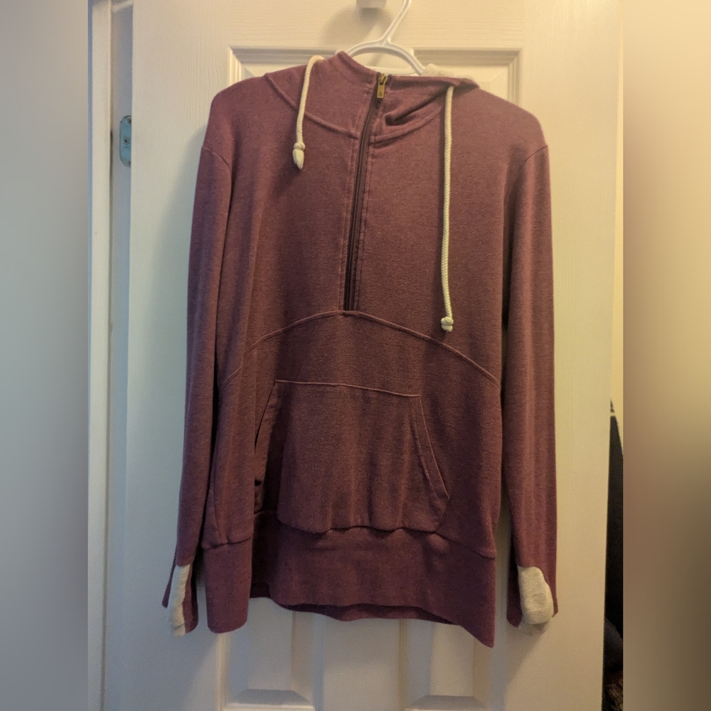 Cozy Half-Zip Hooded Sweater in Purple